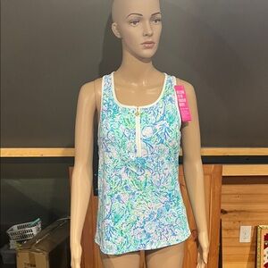 Lilly Pulitzer Meryl Canna Bra Tank UPF 50+ Surf Blue